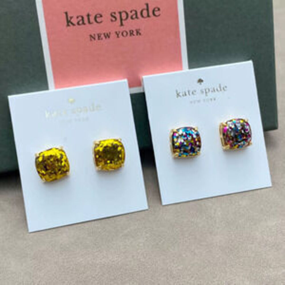 kate spade Geometric Square Metal Stud Earrings with Sparkle Sequins